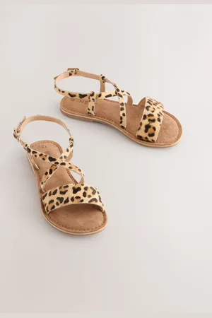 Next Animal Print Leather Strappy Buckle Fastening Sandals AU 13 (EU 32)