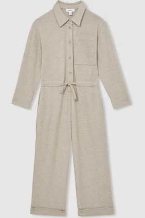 Reiss Oatmeal Rita 4-9 yrs Jersey Mélange Drawstring Boilersuit 8
