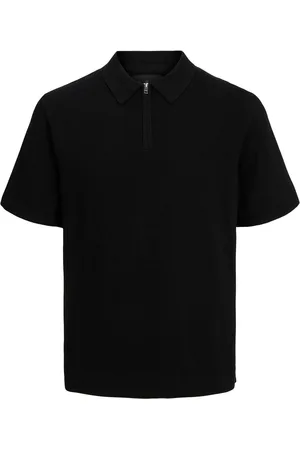 JACK & JONES Grey Knitted Quarter Zip Polo Shirt M
