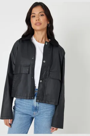 Threadbare Black Waxed Jacket with Concealed Hood AU 8