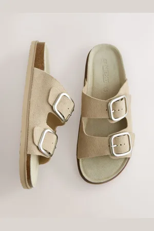 Next Neutral Suede Standard Fit Forever Comfort Double Strap Footbed Sandals AU 9 (EU 41)