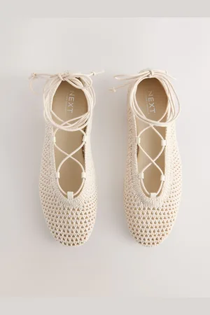 Next Forever Comfort Round Toe Crochet Tie Up Ballerinas AU 8 (EU 39)