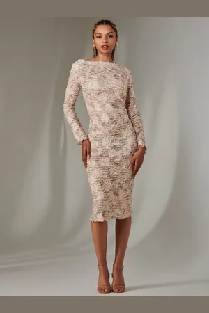 Jolie Moi Long Sleeve Textured Midi Dress AU 10