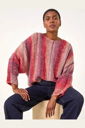 Roman Pink Slash Neck Boucle Knit Jumper AU 10