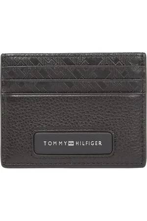 Tommy Hilfiger Black Monogram Leather Card Holder One