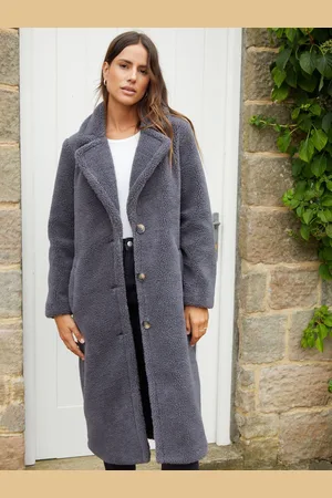 Threadbare Grey Longline Borg Coat AU 14