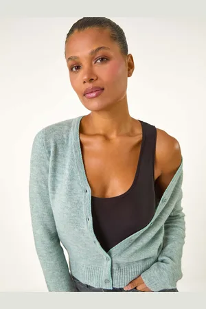 Roman Green Shimmered Edge Knit Cardigan medium