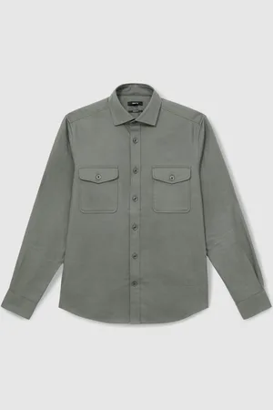 Reiss Whisper Stretch-Cotton Twill Twin-Pocket Overshirt S