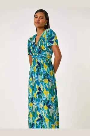 Roman Floral Print Crossover Midi Dress AU 10
