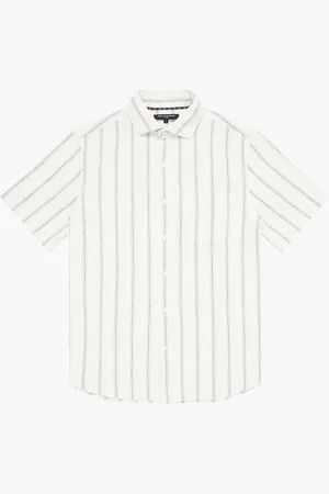 French Connection 100% Cotton Stripe Short Sleeve Chest Pocket Button Up Shirt XL