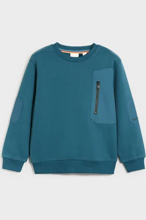 Paul Smith Boys Mid Blue Nylon Panel Crew Neck Sweatshirt 7