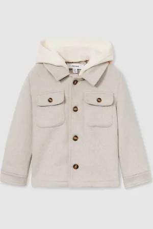 Reiss Liam 3-9 yrs Removable-Hood Brushed-Twill Overshirt 6