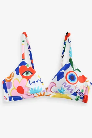 Eleanor Bowmer Dreamer Print Tie back Triangle White Ground Bikini Top AU 20
