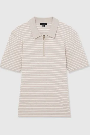 Reiss Fallow Half-Zip Stripe Polo Shirt M