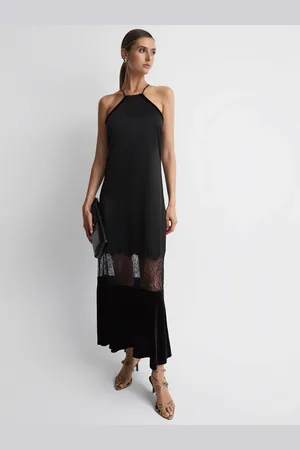 Reiss Janelle Fitted Satin-Velvet Midi Dress 8