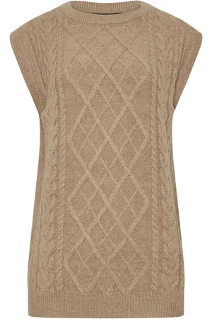 Long Tall Sally Natural Cable Knitted Vest Top AU 8-10 Tall