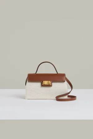 Reiss Natural Kinsley Leather And Cotton Top Handle Bag One