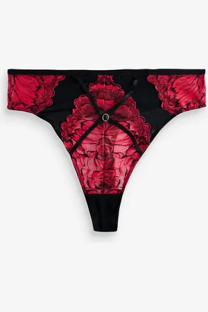 Ann Summers Black Nightfall Floral Lace High Waist Thong AU 8
