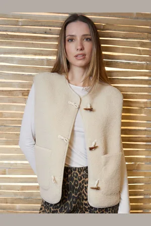 Threadbare Cream Toggle Fleece Borg Gilet S