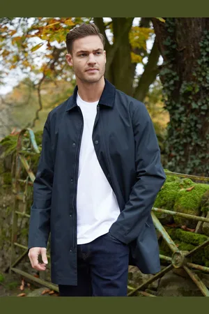 Threadbare Blue Showerproof Longline Corduroy Collar Trench M