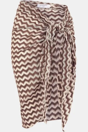 Accessorize Natural Zigzag Knit Sarong Cover-Up M