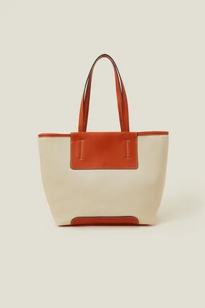 Accessorize Natural Faux Leather Canvas Tote Bag One