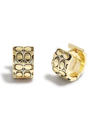 Coach Quilted C Wide Huggie Earrings One