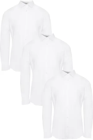 Threadbare Cotton Poplin Long Sleeve Shirts 3 Pack With Stretch XL