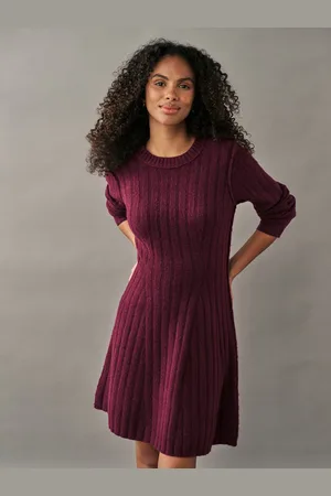 Next Ribbed Fit And Flare Mini Knitted Jumper Dress With Wool M Reg