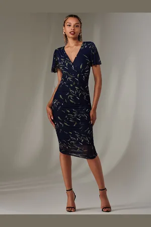 Jolie Moi Angel Sleeve Ruched Bodycon Dress AU 16