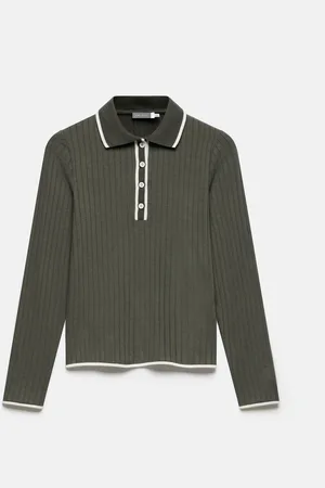 mint&berry Khaki Contrast Trim Polo Shirt M