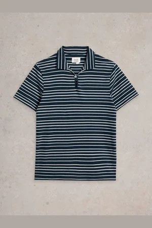 White Stuff Jacquard Stripe 100% Cotton Polo Shirt XXL