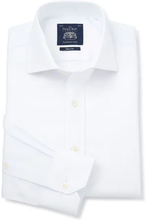 SAVILE ROW Slim Textured 100% Cotton Single Cuff Formal Shirt AU 39 Regular
