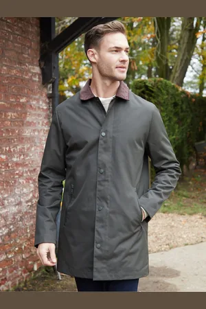 Threadbare Khaki Showerproof Longline Corduroy Collar Trench L