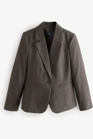 Next Brown Tailored Checked Single Breasted Blazer AU 18