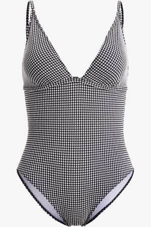 Roxy Black Gingham One Piece Swimsuit medium