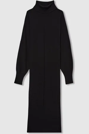 Reiss Winslet Roll-Neck Knitted Midi Dress With Cashmere M
