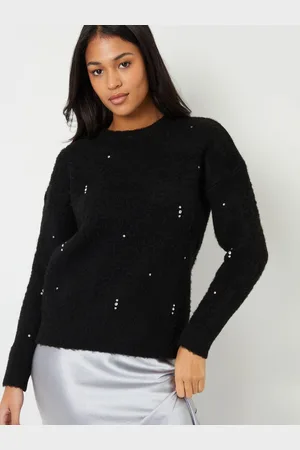 Threadbare Black Diamante Embellished Brushed Knitted Jumper AU 8