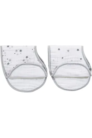 Aden + Anais White Burpy Muslin Twinkle 100% Cotton Bibs 2 Pack one