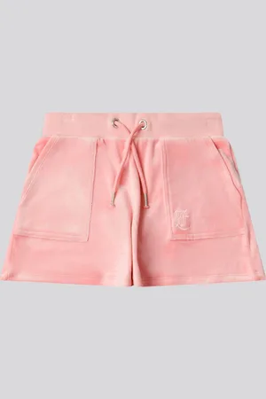 Juicy Couture Girls Tonal Embroidered Velour Shorts 7