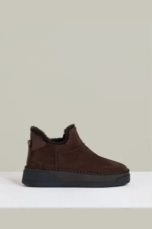 Reiss Chocolate Sylvie Shearling-Lined Suede Ankle Boots AU 5 (EU 36)