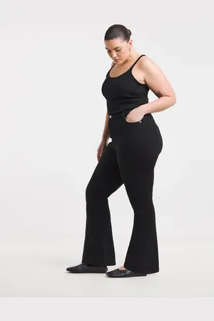 Simply Be Black High Waist Super Stretch Flared Jeans 26W x 31R (UK 26 R)