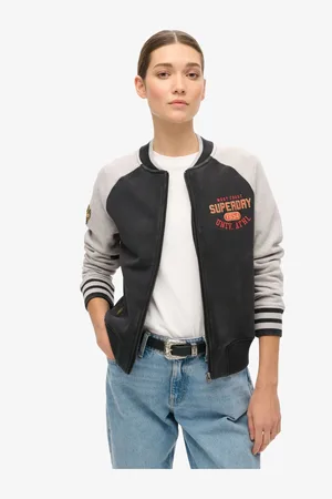 Superdry Black College Script Graphic Bomber Hoodie AU 10