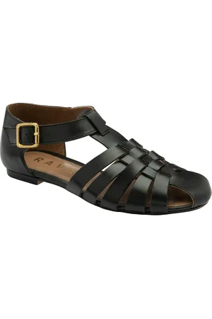 Ravel Black Flat Leather Fisherman Sandals AU 5 (EU 36)