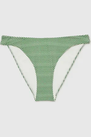 Reiss Green/White Kai Chequered-Print Bikini Bottoms AU 8