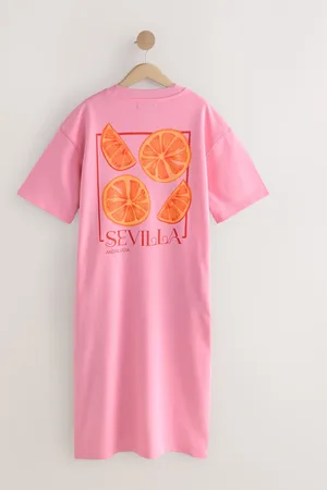 Next Short Sleeve Crew Neck Jersey Back Graphic Midi Dress 12