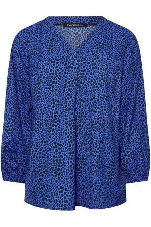 Evans Curve Cobalt Blue Spot Print Blouses AU 20