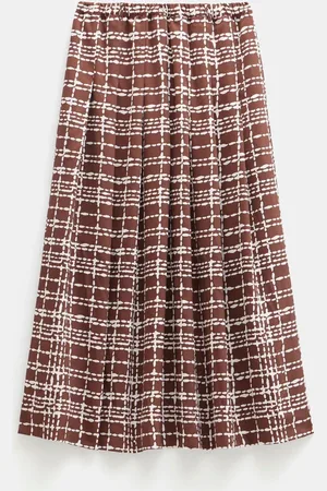 Hush Puppies Pleated Satin Midi Twill Skirt AU 6