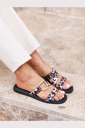 Linzi Animal Cassandra Double Strap Sandals With Buckle Detail AU 8 (EU 39)