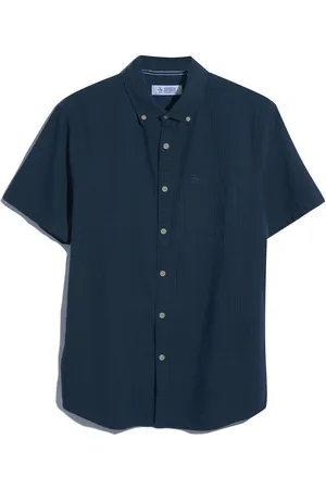 Original Penguin Textured Short Sleeve 100% Cotton White Shirt M